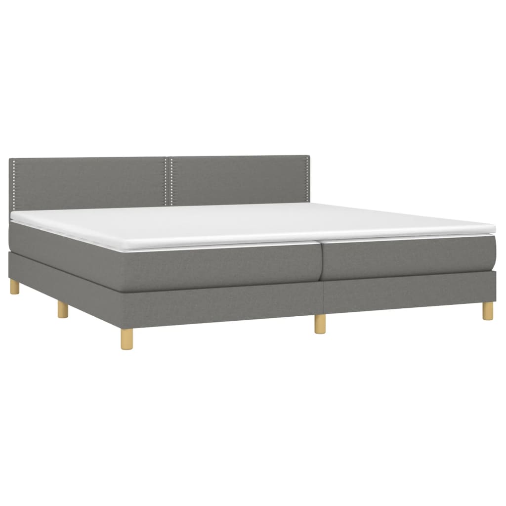 Boxspring met matras en LED stof donkergrijs 200x200 cm is nu te koop bij PeponiXL, paradijselijk wonen!