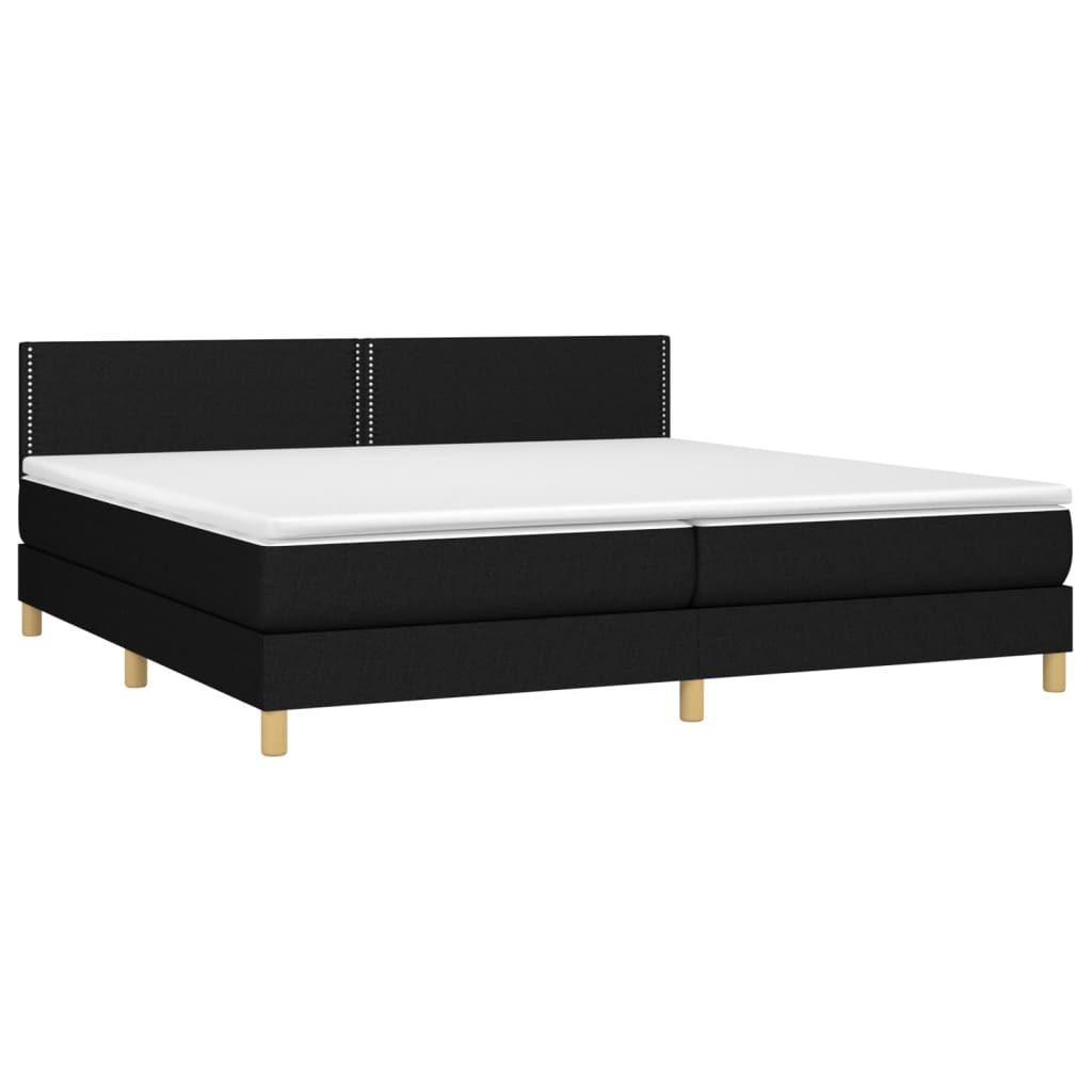 Boxspring met matras en LED stof zwart 200x200 cm is nu te koop bij PeponiXL, paradijselijk wonen!