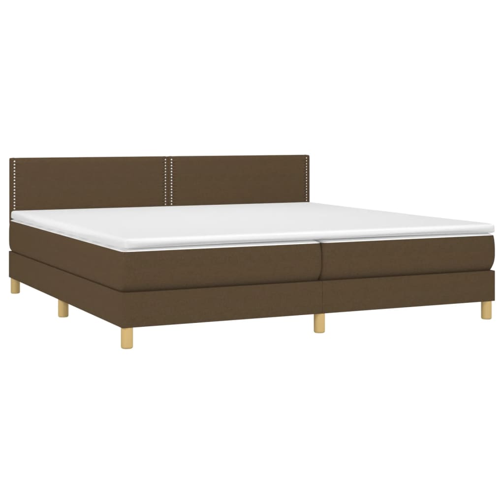 Boxspring met matras en LED stof donkerbruin 200x200 cm is nu te koop bij PeponiXL, paradijselijk wonen!