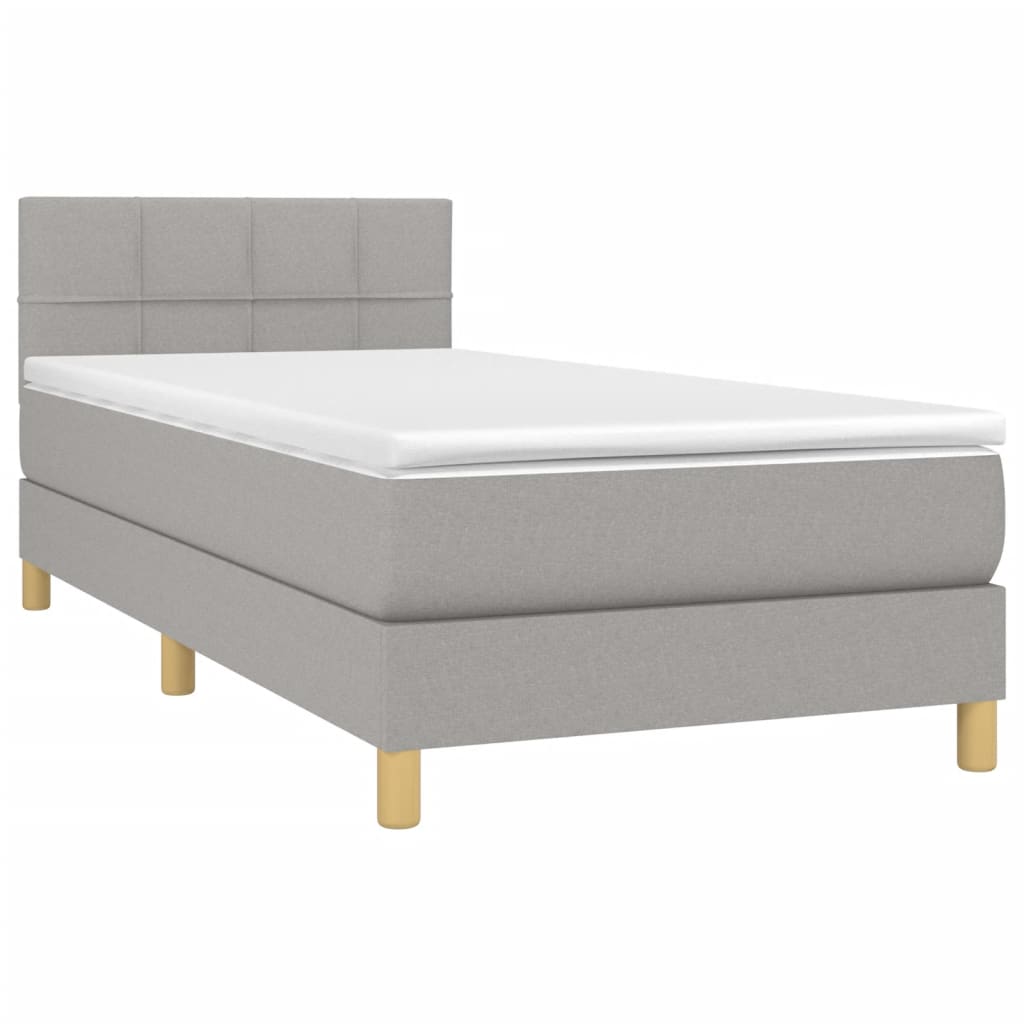 Boxspring met matras en LED stof lichtgrijs 80x200 cm is nu te koop bij PeponiXL, paradijselijk wonen!