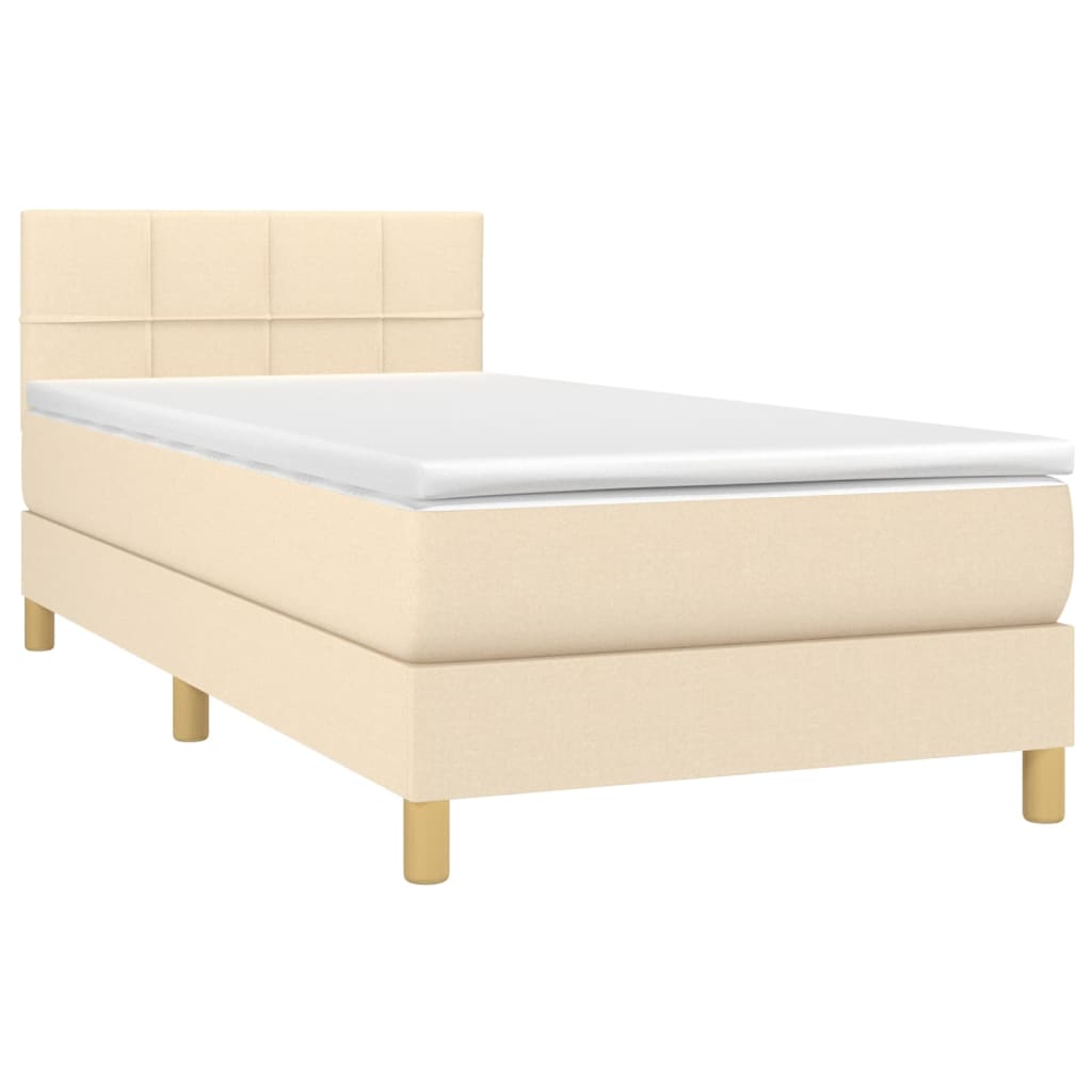 Boxspring met matras en LED stof crèmekleurig 90x190 cm is nu te koop bij PeponiXL, paradijselijk wonen!