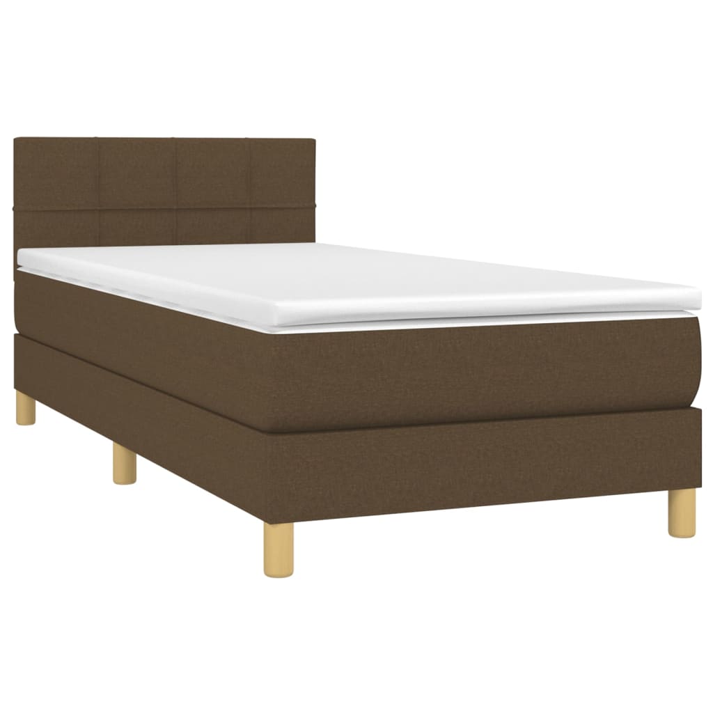 Boxspring met matras en LED stof donkerbruin 80x200 cm is nu te koop bij PeponiXL, paradijselijk wonen!