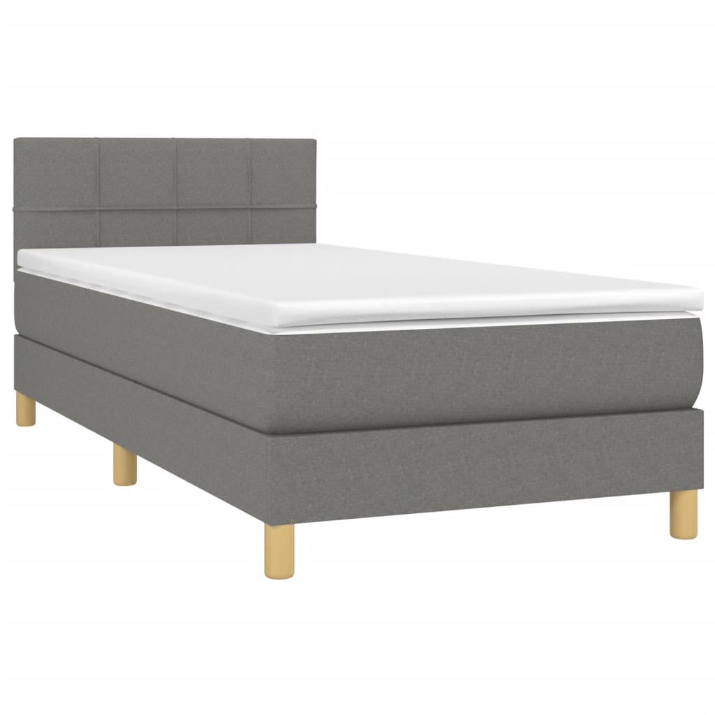 Boxspring met matras en LED stof donkergrijs 100x200 cm is nu te koop bij PeponiXL, paradijselijk wonen!