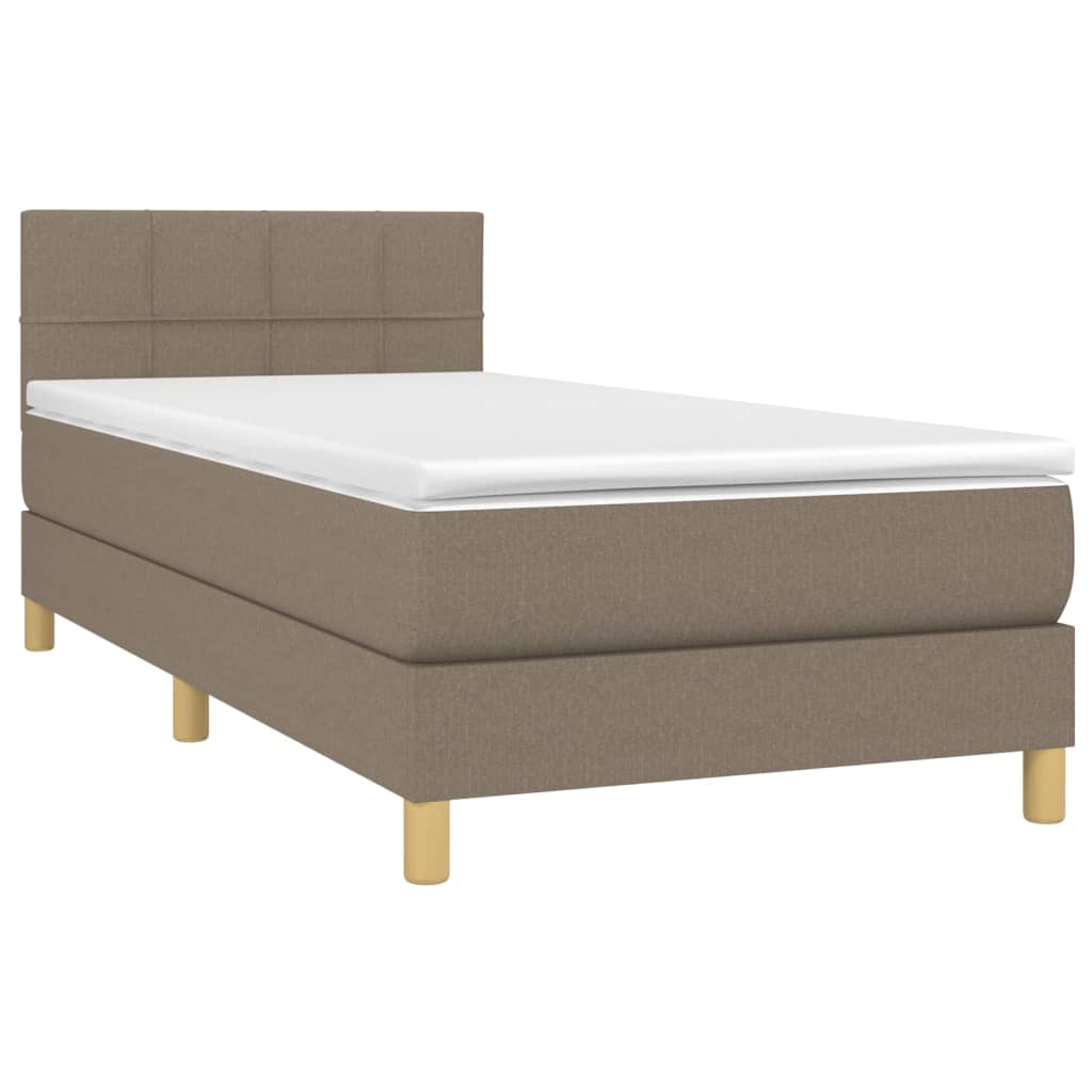Boxspring met matras en LED stof taupe 100x200 cm is nu te koop bij PeponiXL, paradijselijk wonen!
