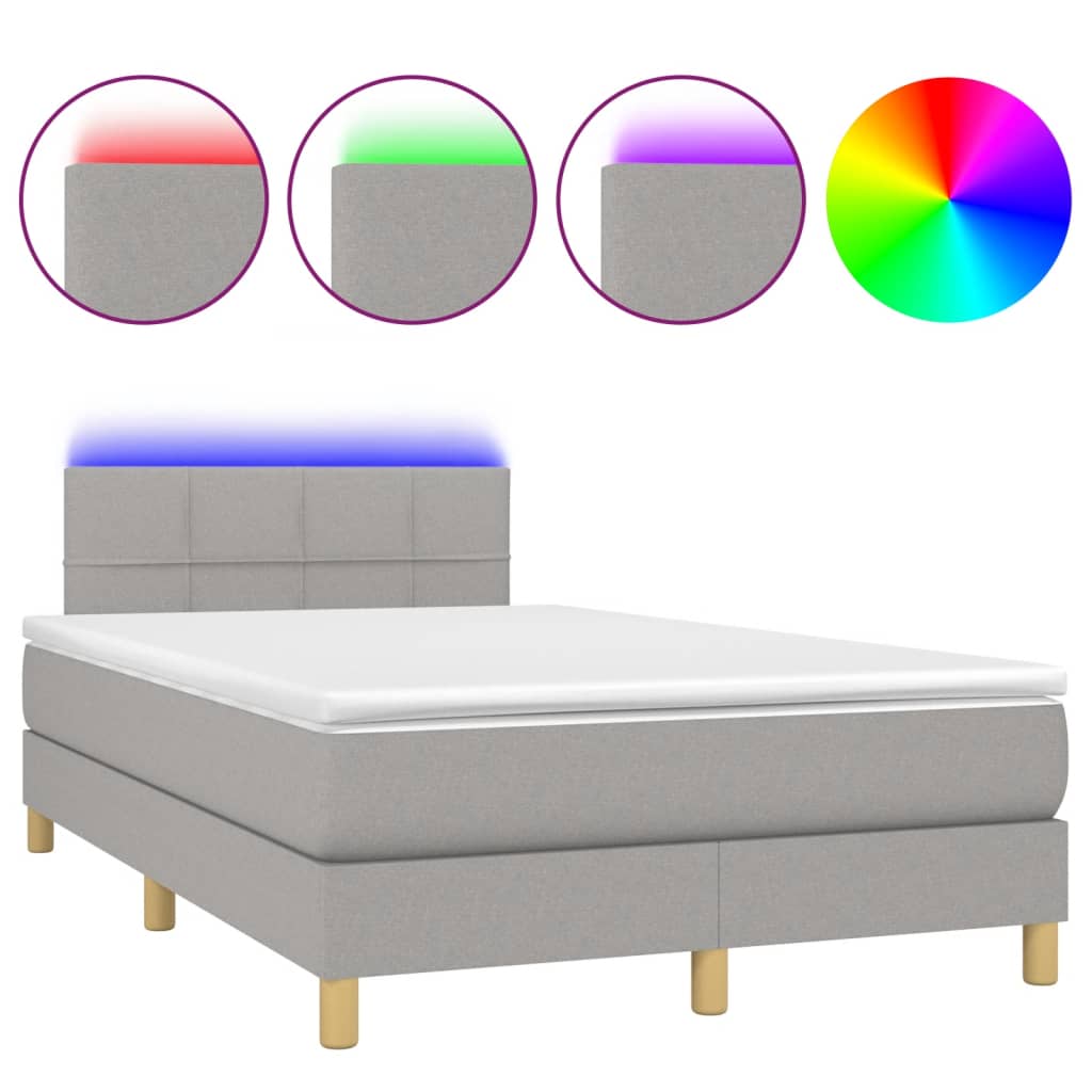 Boxspring met matras en LED stof lichtgrijs 120x200 cm is nu te koop bij PeponiXL, paradijselijk wonen!