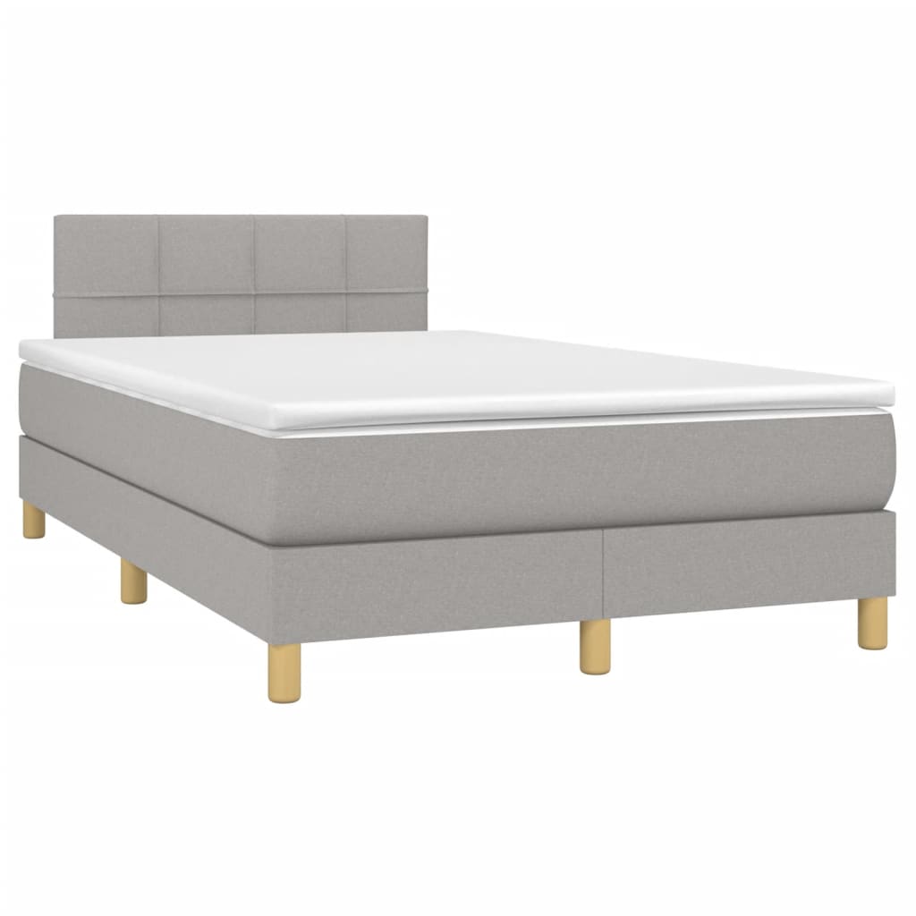 Boxspring met matras en LED stof lichtgrijs 120x200 cm is nu te koop bij PeponiXL, paradijselijk wonen!