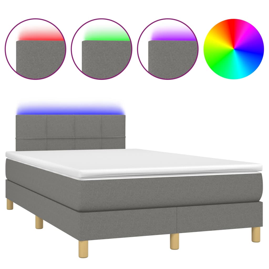 Boxspring met matras en LED stof donkergrijs 120x200 cm is nu te koop bij PeponiXL, paradijselijk wonen!