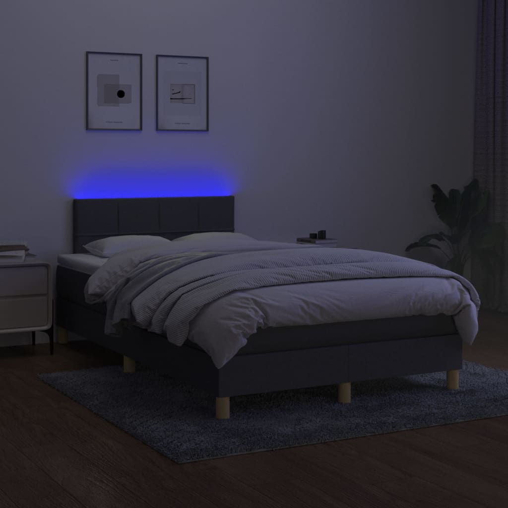 Boxspring met matras en LED stof donkergrijs 120x200 cm is nu te koop bij PeponiXL, paradijselijk wonen!