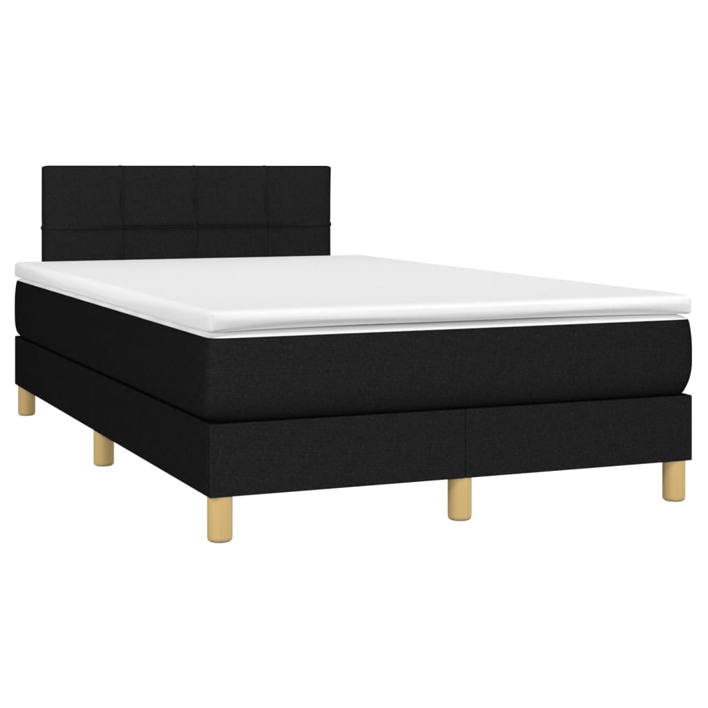 Boxspring met matras en LED stof zwart 120x200 cm is nu te koop bij PeponiXL, paradijselijk wonen!