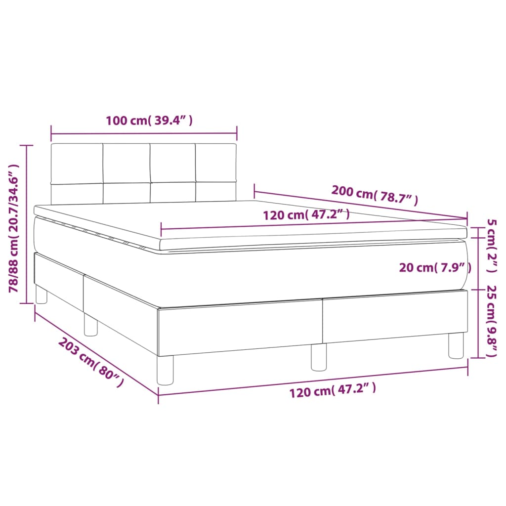 Boxspring met matras en LED stof zwart 120x200 cm is nu te koop bij PeponiXL, paradijselijk wonen!