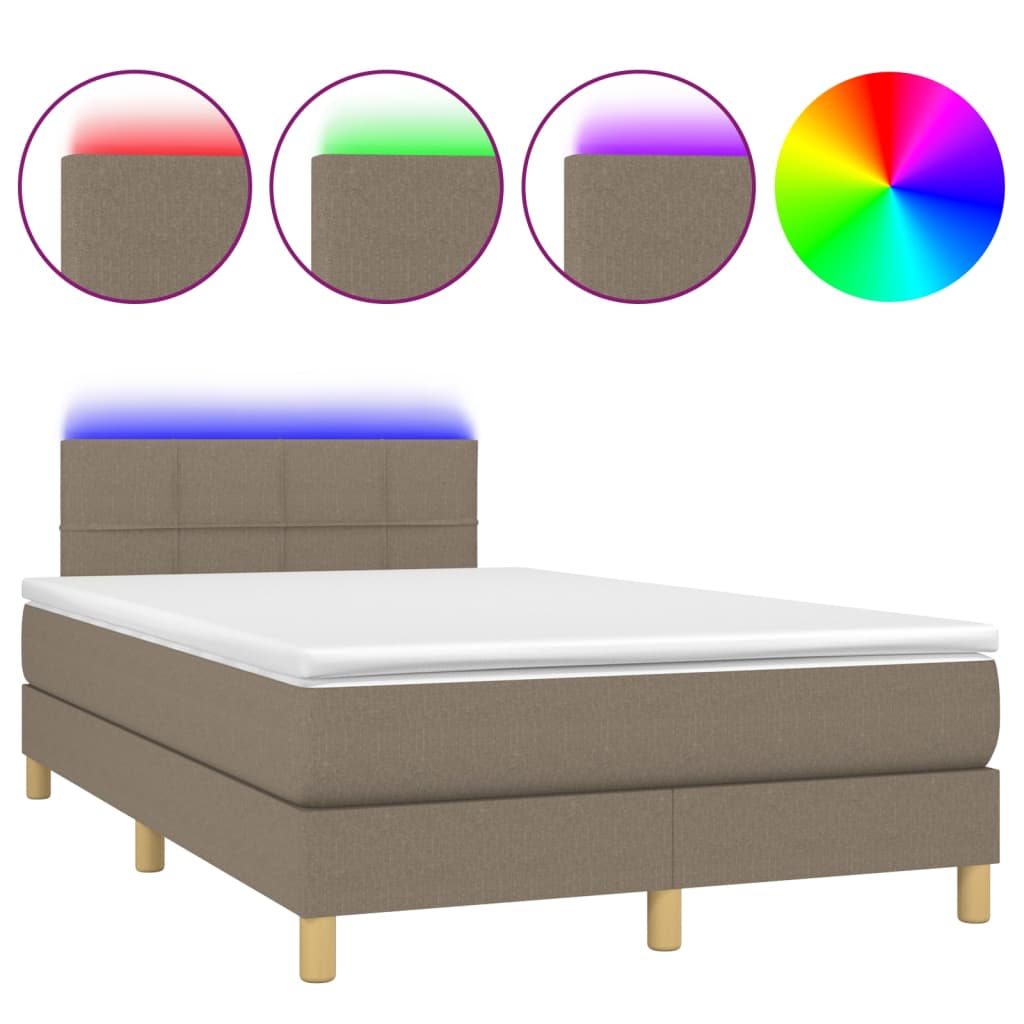 Boxspring met matras en LED stof taupe 120x200 cm is nu te koop bij PeponiXL, paradijselijk wonen!