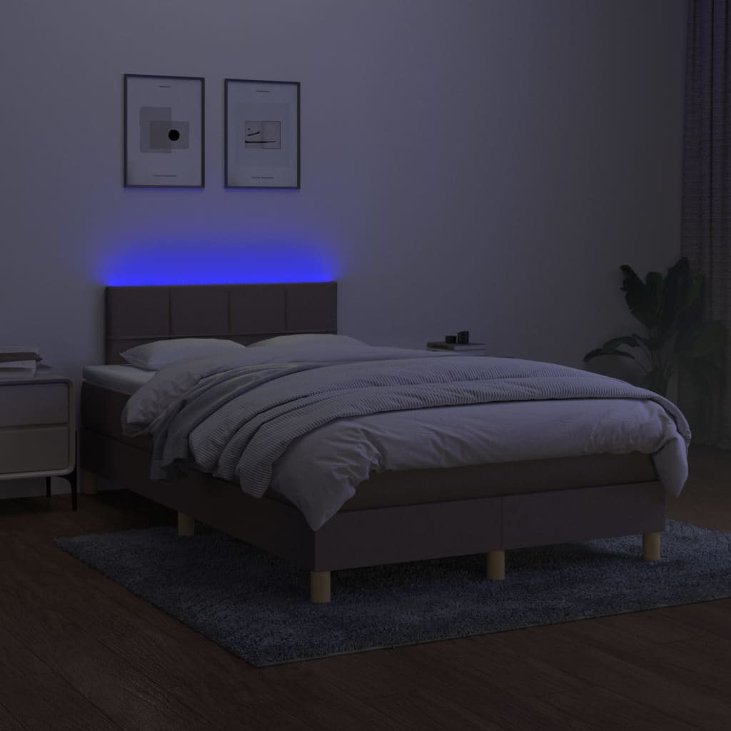 Boxspring met matras en LED stof taupe 120x200 cm is nu te koop bij PeponiXL, paradijselijk wonen!