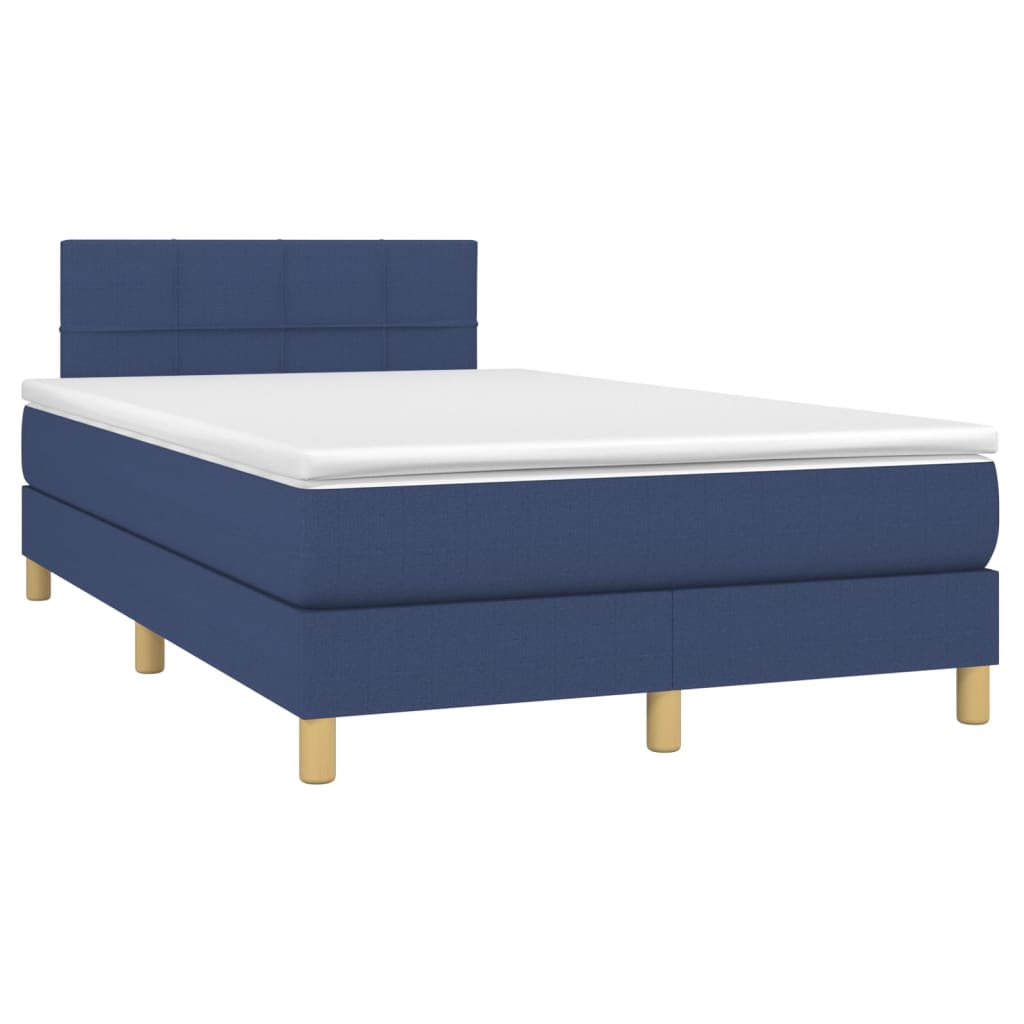 Boxspring met matras en LED stof blauw 120x200 cm is nu te koop bij PeponiXL, paradijselijk wonen!