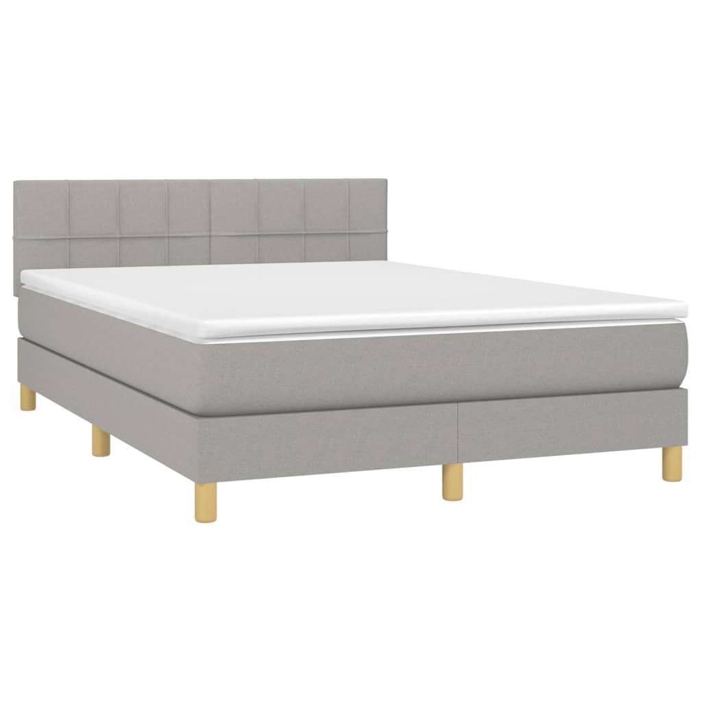 Boxspring met matras en LED stof lichtgrijs 140x200 cm is nu te koop bij PeponiXL, paradijselijk wonen!