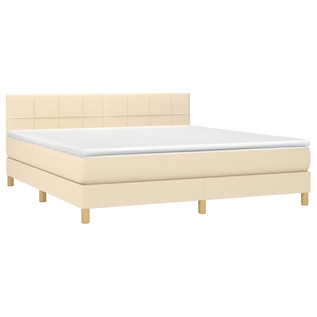 Boxspring met matras en LED stof crèmekleurig 160x200 cm is nu te koop bij PeponiXL, paradijselijk wonen!