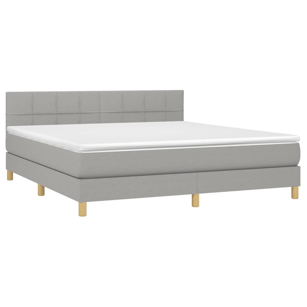 Boxspring met matras en LED stof lichtgrijs 180x200 cm is nu te koop bij PeponiXL, paradijselijk wonen!