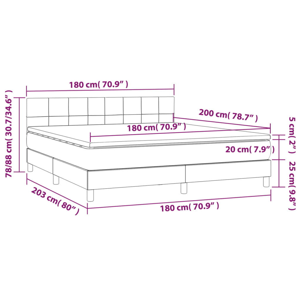 Boxspring met matras en LED stof lichtgrijs 180x200 cm is nu te koop bij PeponiXL, paradijselijk wonen!