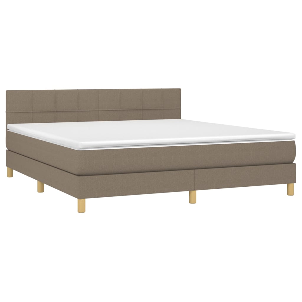 Boxspring met matras en LED stof taupe 180x200 cm is nu te koop bij PeponiXL, paradijselijk wonen!