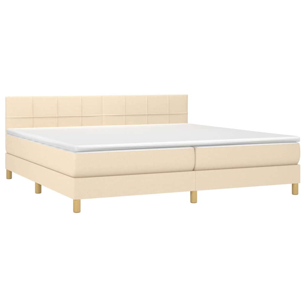 Boxspring met matras en LED stof crèmekleurig 200x200 cm is nu te koop bij PeponiXL, paradijselijk wonen!