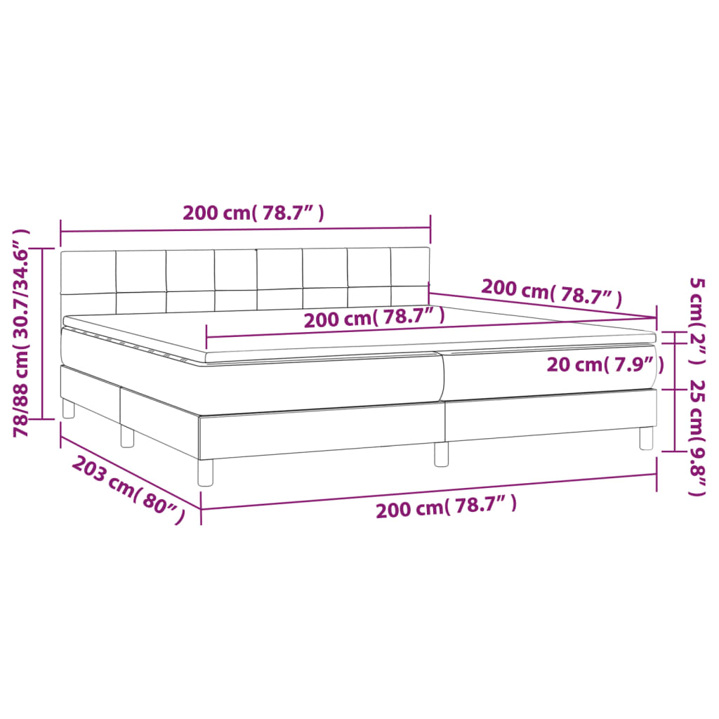 Boxspring met matras en LED stof blauw 200x200 cm is nu te koop bij PeponiXL, paradijselijk wonen!