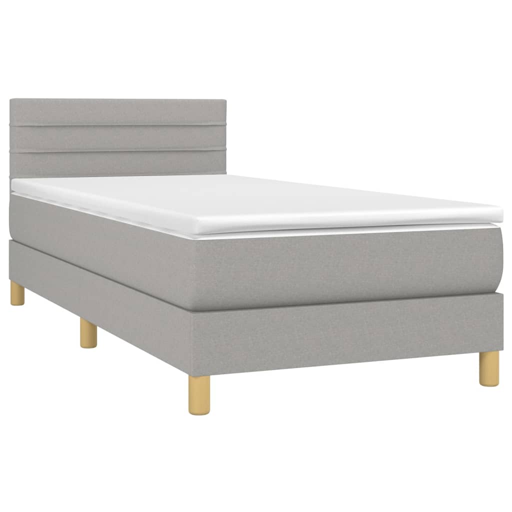 Boxspring met matras en LED stof lichtgrijs 80x200 cm is nu te koop bij PeponiXL, paradijselijk wonen!