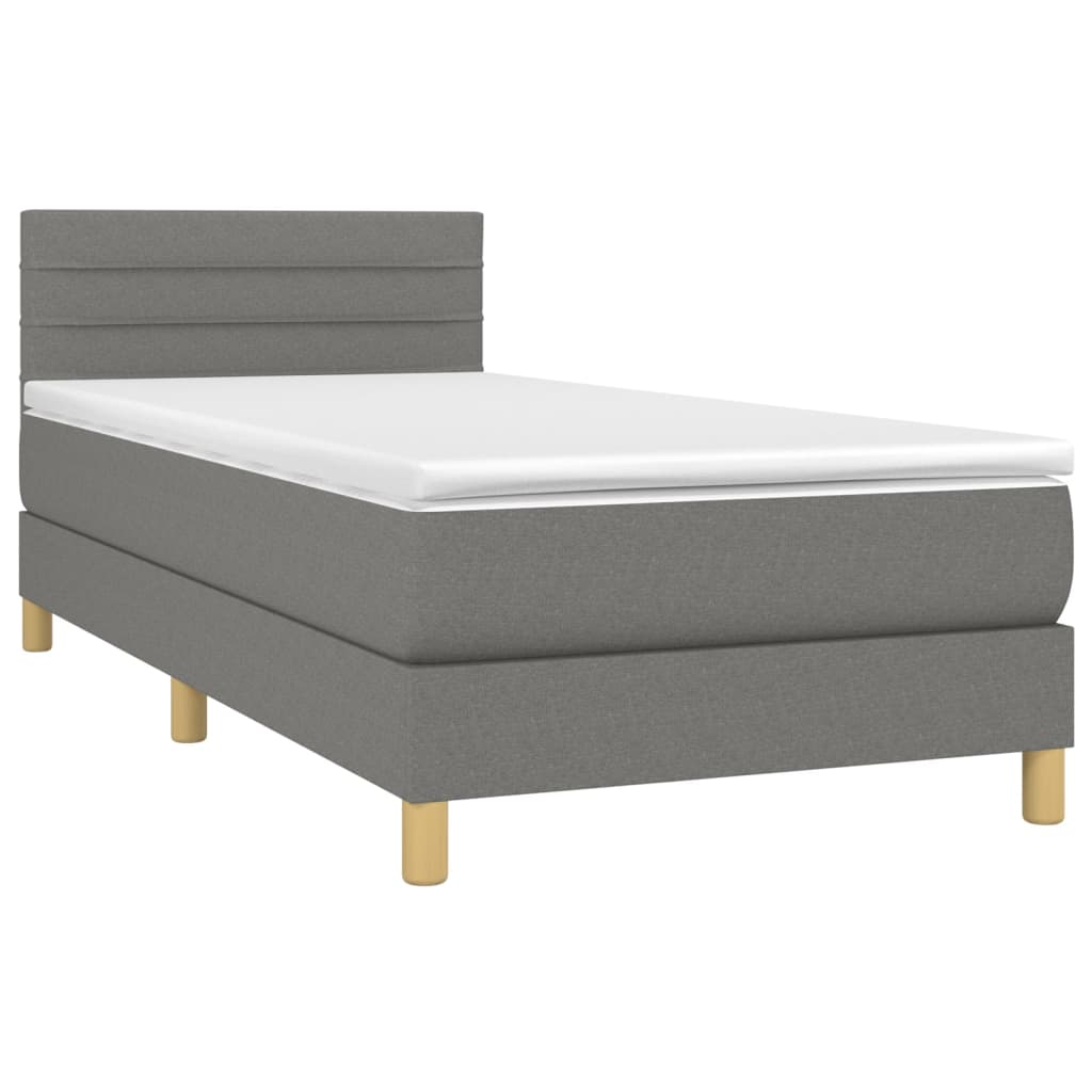 Boxspring met matras en LED stof donkergrijs 90x200 cm is nu te koop bij PeponiXL, paradijselijk wonen!