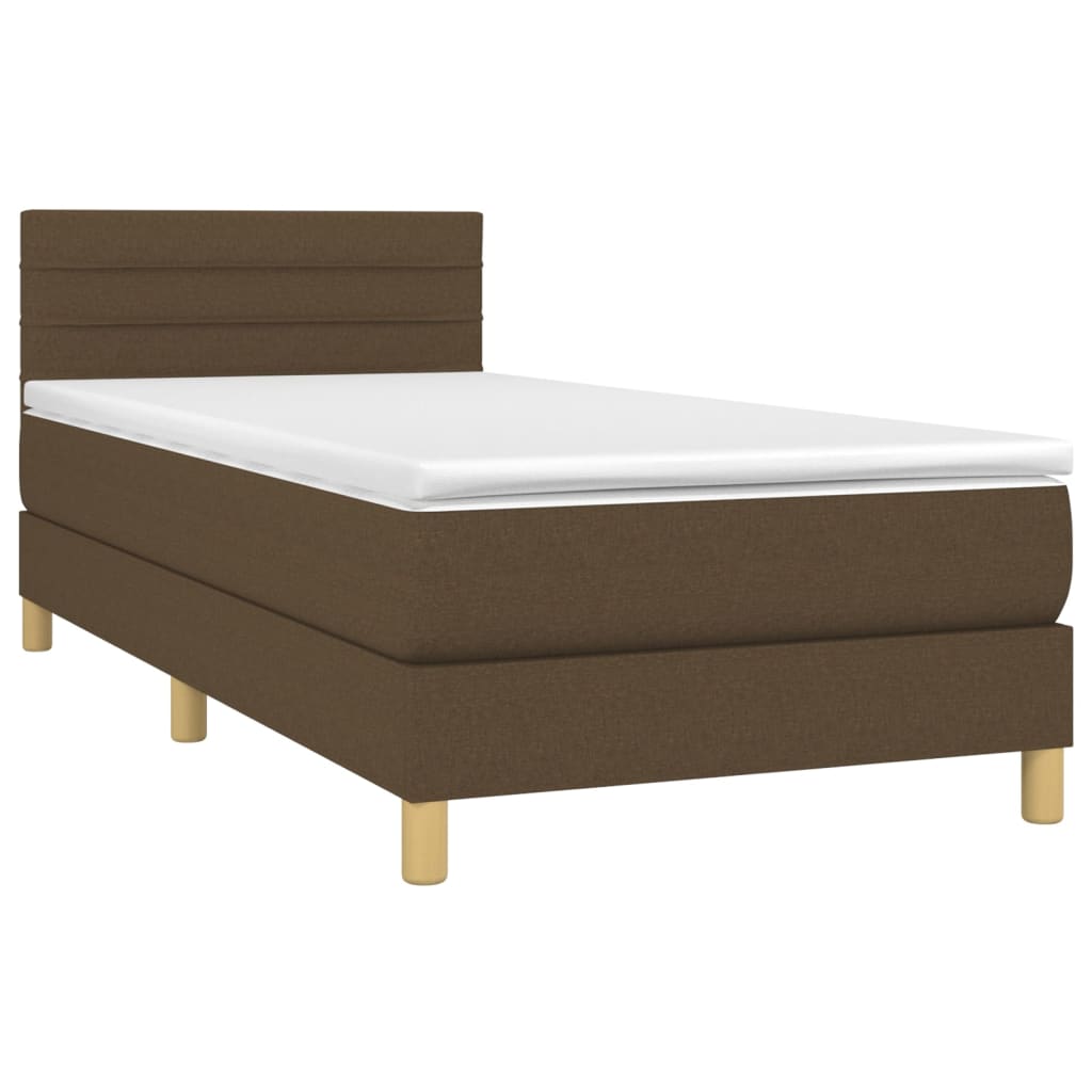 Boxspring met matras en LED stof donkerbruin 80x200 cm is nu te koop bij PeponiXL, paradijselijk wonen!