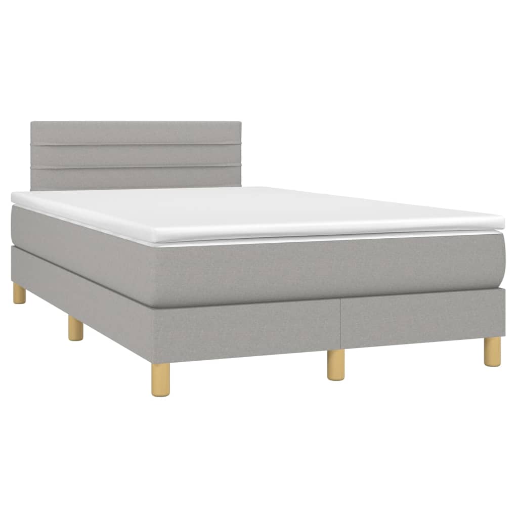 Boxspring met matras en LED stof lichtgrijs 120x200 cm is nu te koop bij PeponiXL, paradijselijk wonen!