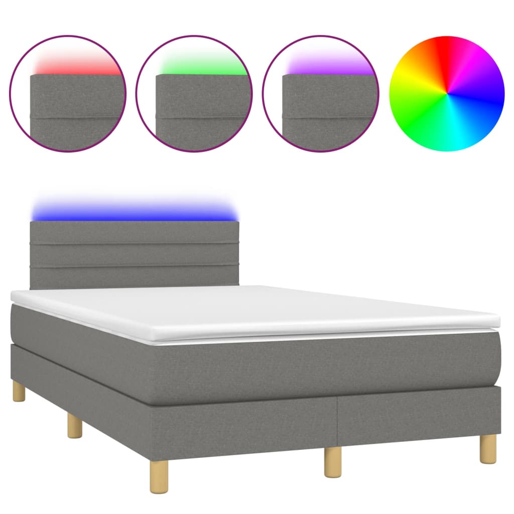 Boxspring met matras en LED stof donkergrijs 120x200 cm is nu te koop bij PeponiXL, paradijselijk wonen!