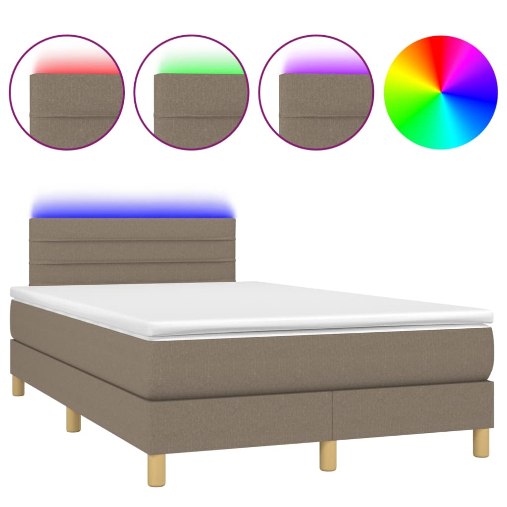 Boxspring met matras en LED stof taupe 120x200 cm is nu te koop bij PeponiXL, paradijselijk wonen!
