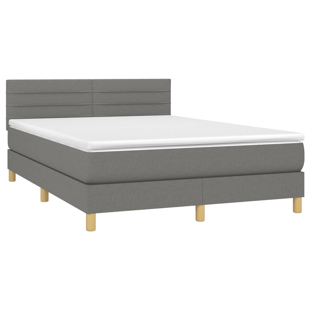 Boxspring met matras en LED stof donkergrijs 140x190 cm is nu te koop bij PeponiXL, paradijselijk wonen!