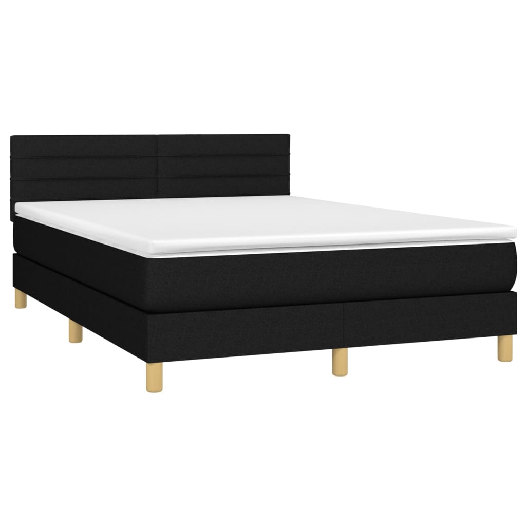 Boxspring met matras en LED stof zwart 140x200 cm is nu te koop bij PeponiXL, paradijselijk wonen!