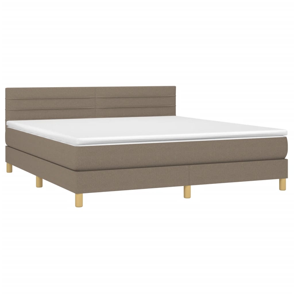 Boxspring met matras en LED stof taupe 160x200 cm is nu te koop bij PeponiXL, paradijselijk wonen!