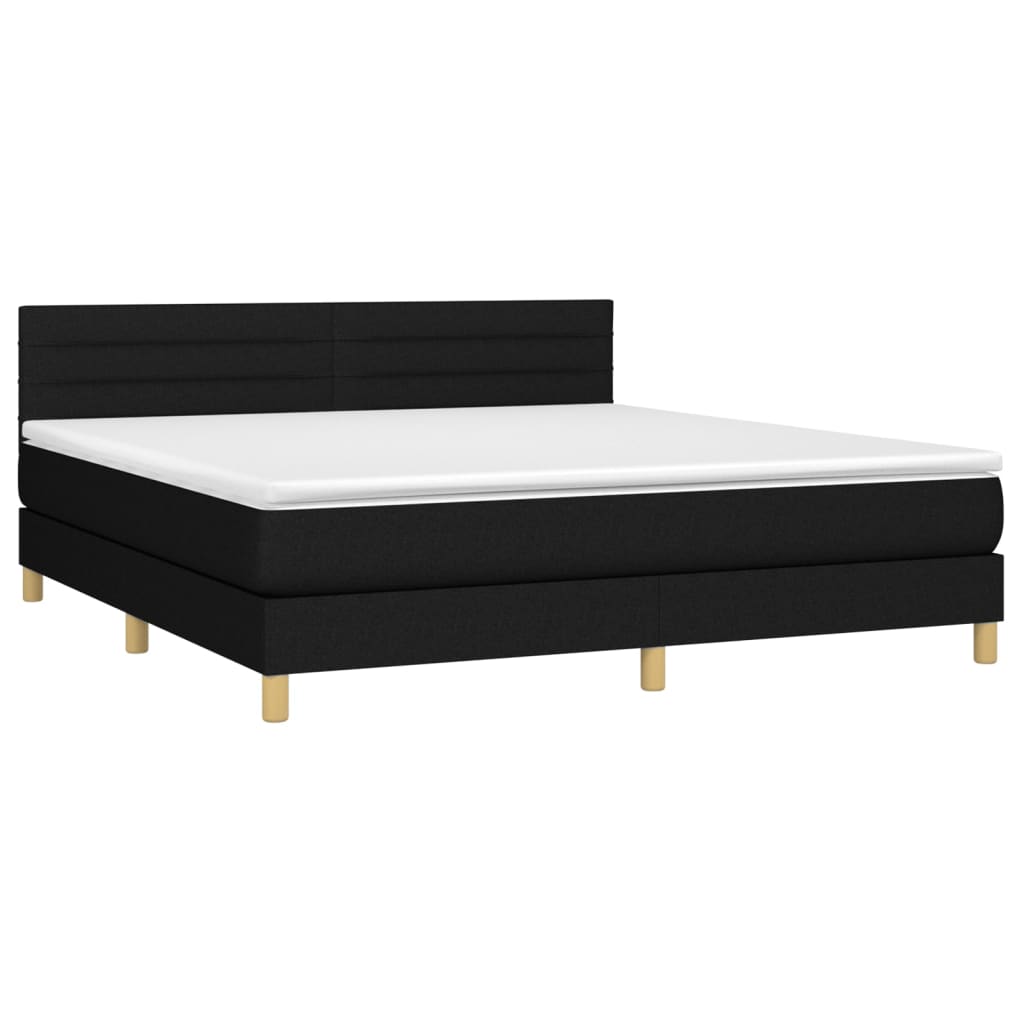 Boxspring met matras en LED stof zwart 180x200 cm is nu te koop bij PeponiXL, paradijselijk wonen!