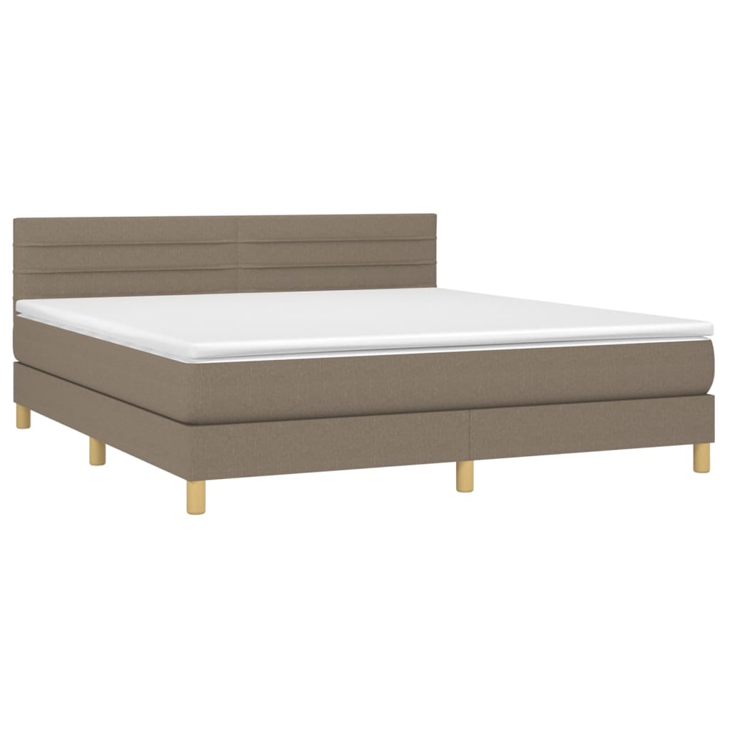 Boxspring met matras en LED stof taupe 180x200 cm is nu te koop bij PeponiXL, paradijselijk wonen!