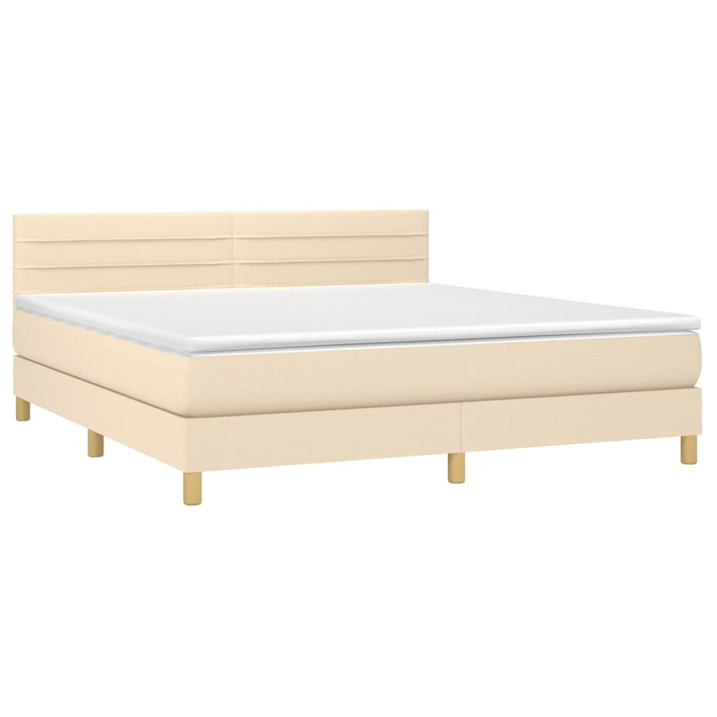 Boxspring met matras en LED stof crèmekleurig 180x200 cm is nu te koop bij PeponiXL, paradijselijk wonen!