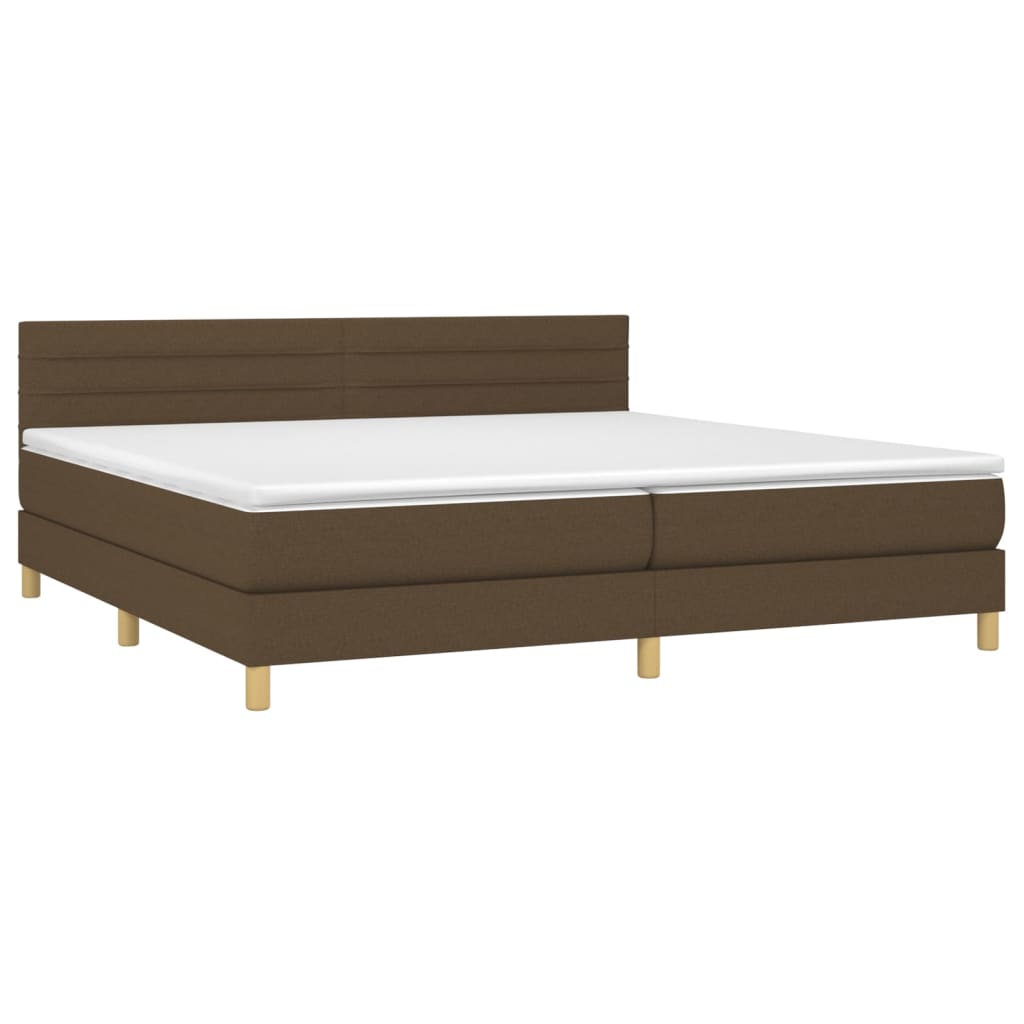 Boxspring met matras en LED stof donkerbruin 200x200 cm is nu te koop bij PeponiXL, paradijselijk wonen!