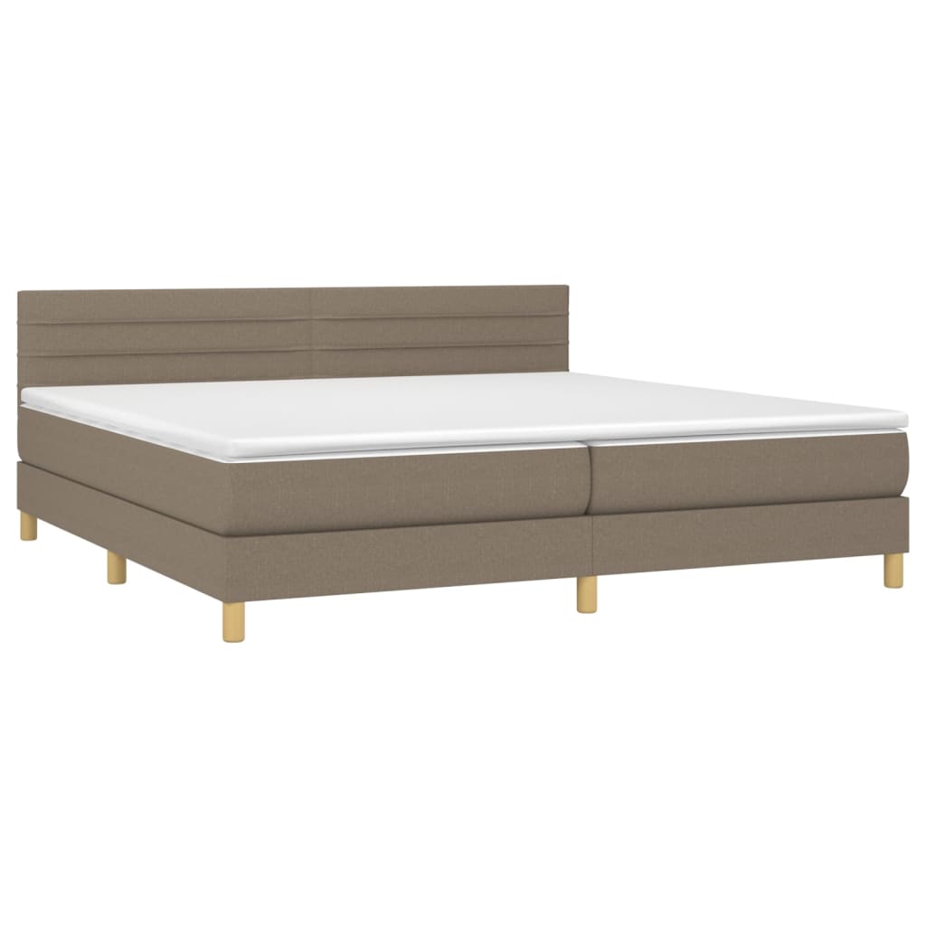 Boxspring met matras en LED stof taupe 200x200 cm is nu te koop bij PeponiXL, paradijselijk wonen!