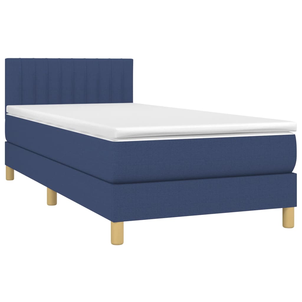 Boxspring met matras en LED stof blauw 80x200 cm is nu te koop bij PeponiXL, paradijselijk wonen!