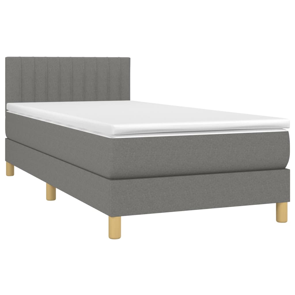 Boxspring met matras en LED stof donkergrijs 90x200 cm is nu te koop bij PeponiXL, paradijselijk wonen!