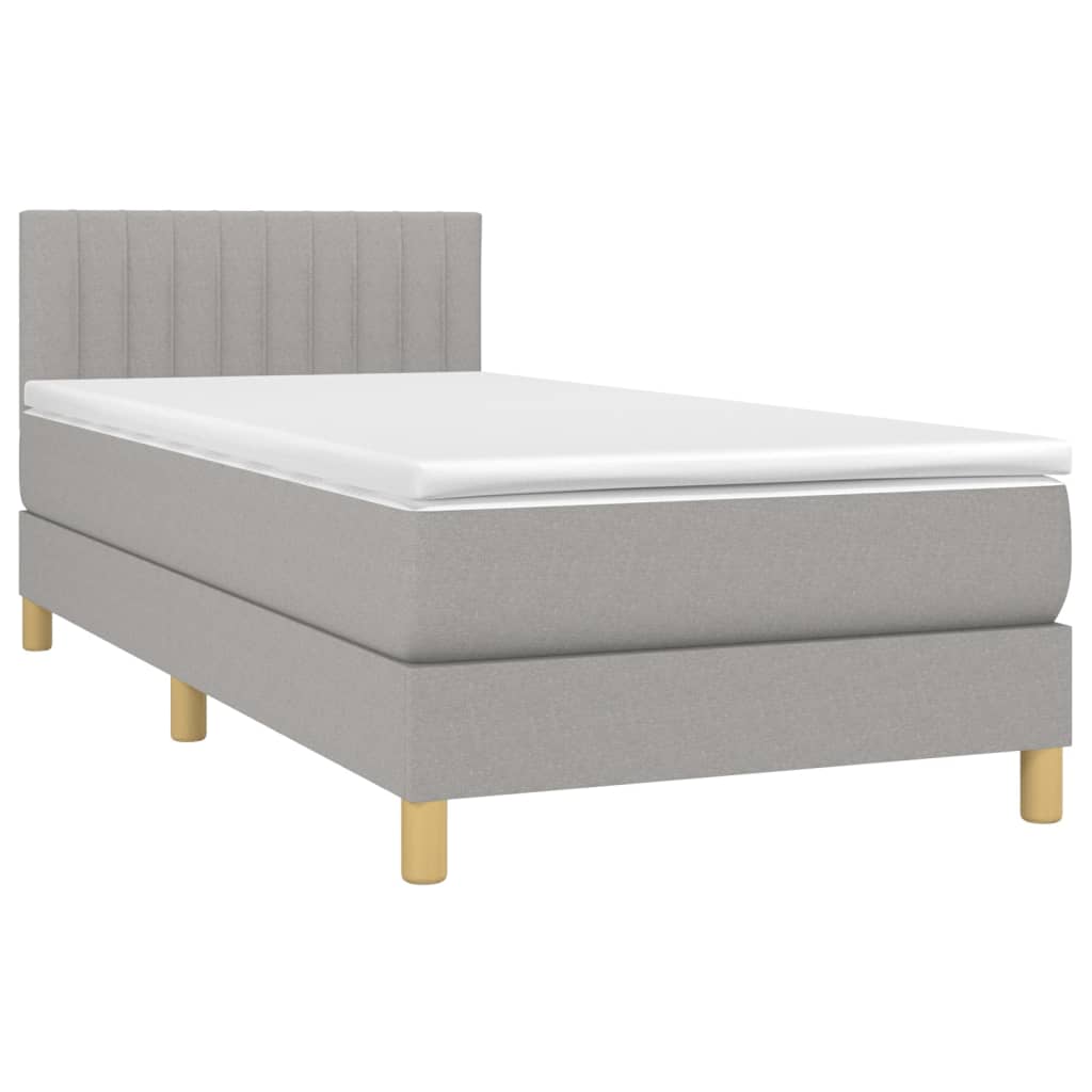 Boxspring met matras en LED stof lichtgrijs 100x200 cm is nu te koop bij PeponiXL, paradijselijk wonen!