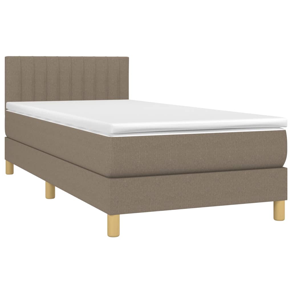 Boxspring met matras en LED stof taupe 100x200 cm is nu te koop bij PeponiXL, paradijselijk wonen!