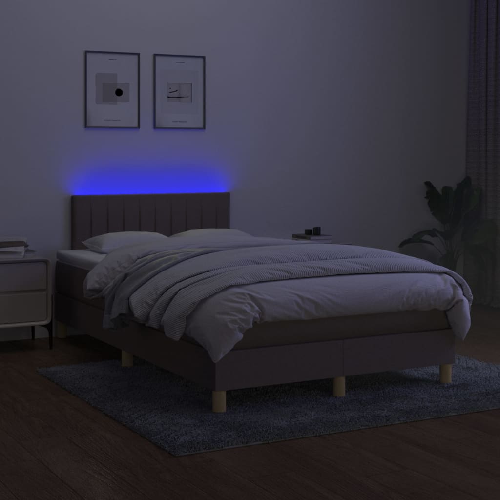 Boxspring met matras en LED stof taupe 120x200 cm is nu te koop bij PeponiXL, paradijselijk wonen!