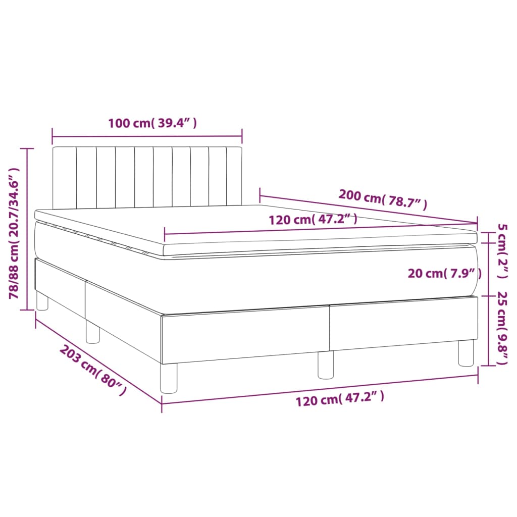 Boxspring met matras en LED stof taupe 120x200 cm is nu te koop bij PeponiXL, paradijselijk wonen!