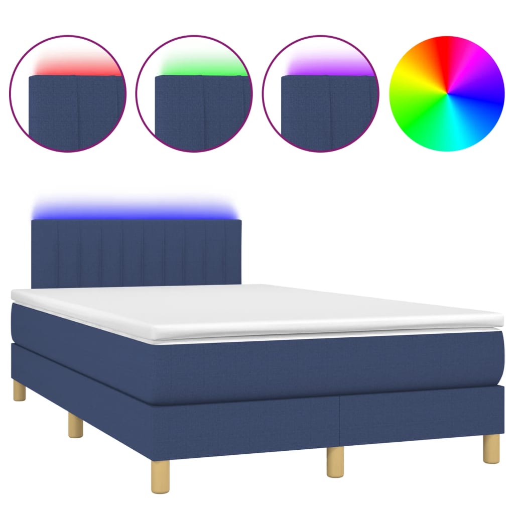 Boxspring met matras en LED stof blauw 120x200 cm is nu te koop bij PeponiXL, paradijselijk wonen!