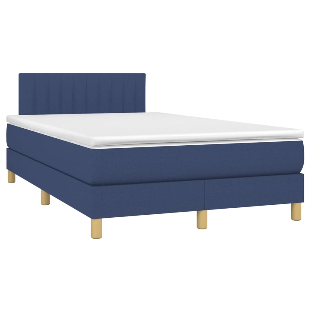 Boxspring met matras en LED stof blauw 120x200 cm is nu te koop bij PeponiXL, paradijselijk wonen!
