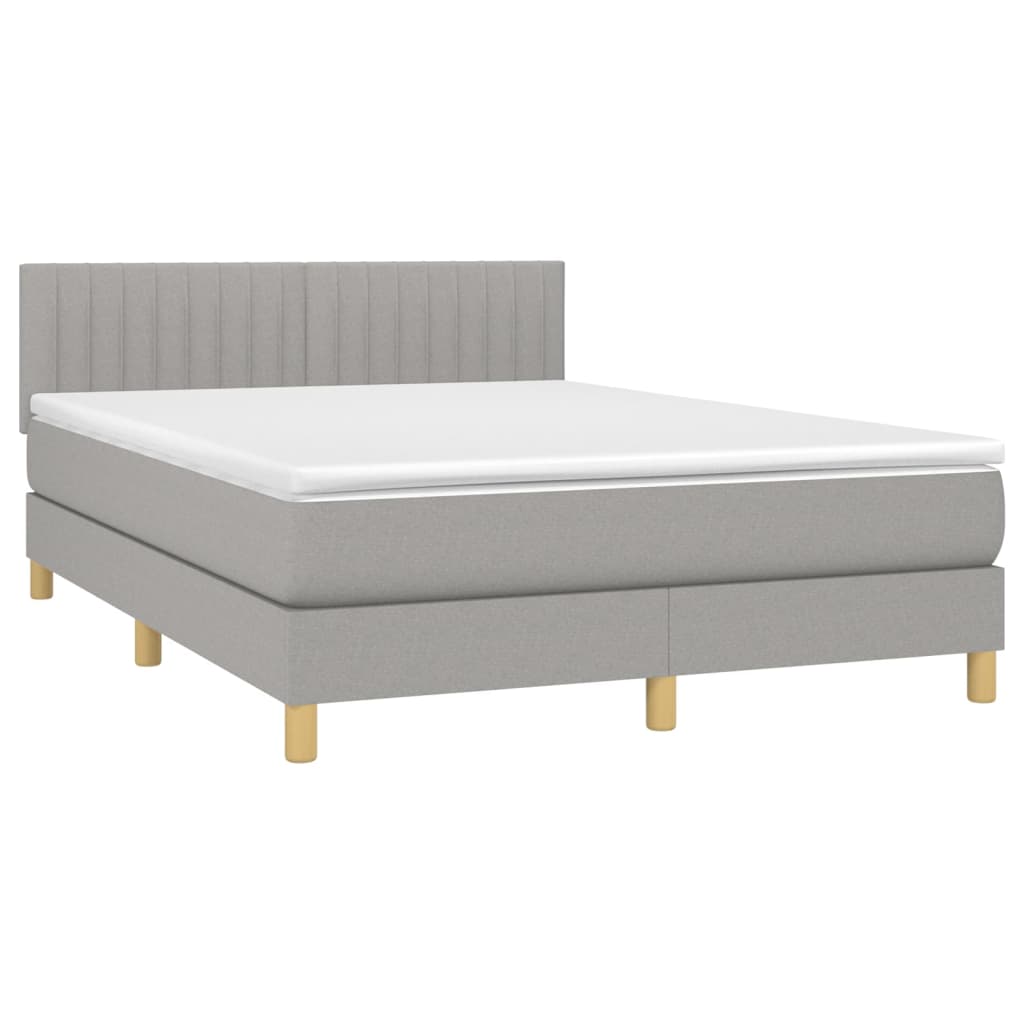 Boxspring met matras en LED stof lichtgrijs 140x190 cm is nu te koop bij PeponiXL, paradijselijk wonen!