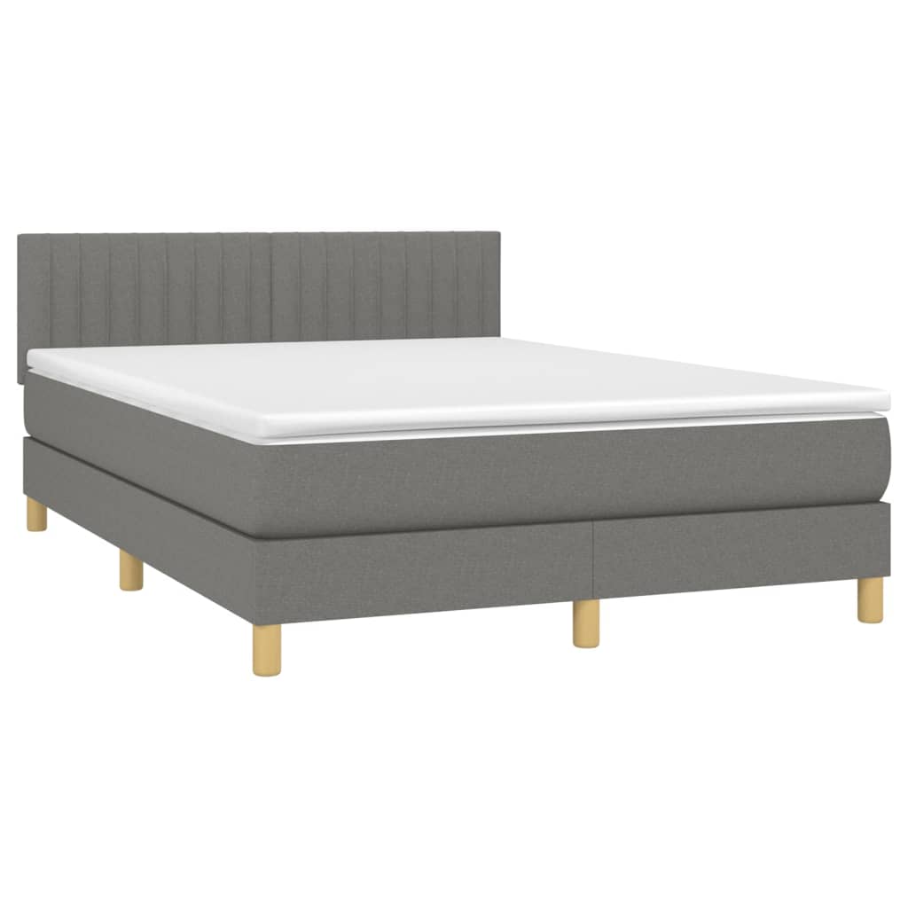 Boxspring met matras en LED stof donkergrijs 140x190 cm is nu te koop bij PeponiXL, paradijselijk wonen!