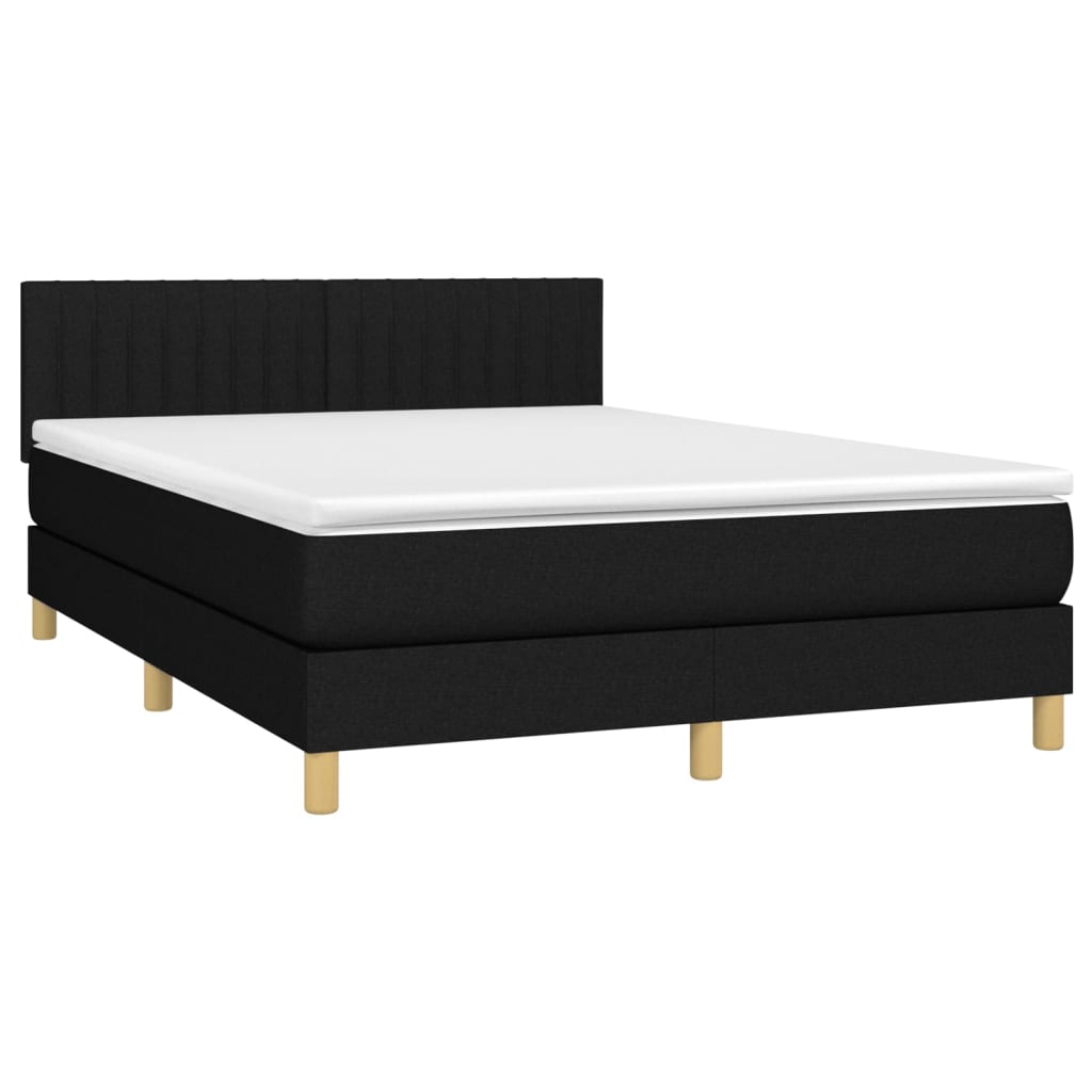 Boxspring met matras en LED stof zwart 140x200 cm is nu te koop bij PeponiXL, paradijselijk wonen!