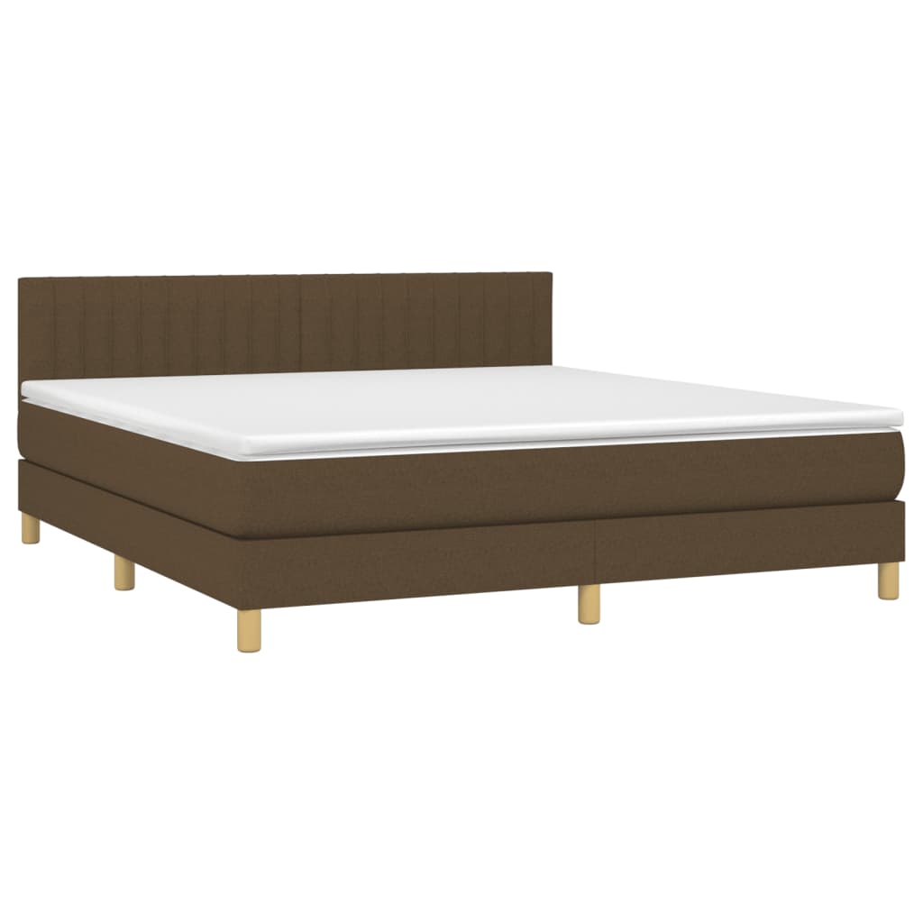 Boxspring met matras en LED stof donkerbruin 160x200 cm is nu te koop bij PeponiXL, paradijselijk wonen!
